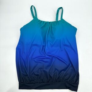 Cacique Tankini Top Women’s 18 Swimwear Blouson No Wire Tank Blue Ombré -flawed